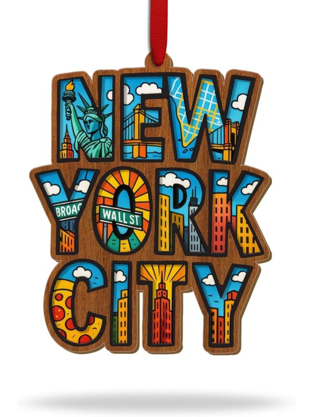 2026 New York City 3D Wooden Acrylic Ornament - Car Hanging Decor & Souvenir